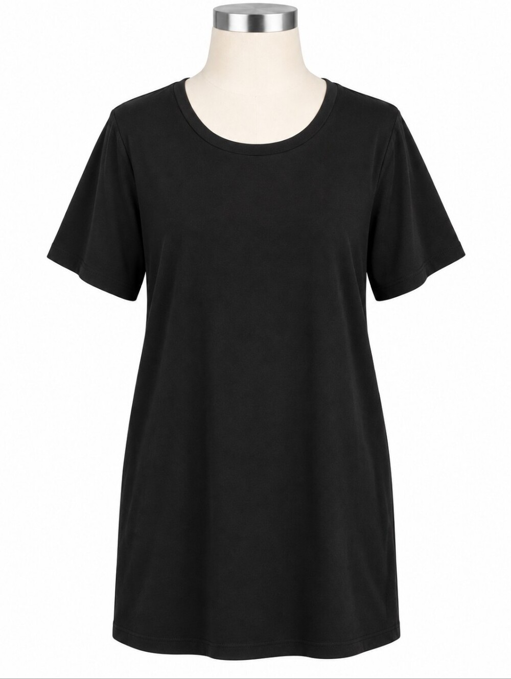 Eileen Fisher Black Organic Cotton T-Shirt Dress Pockets XL Short Sleeve Shift